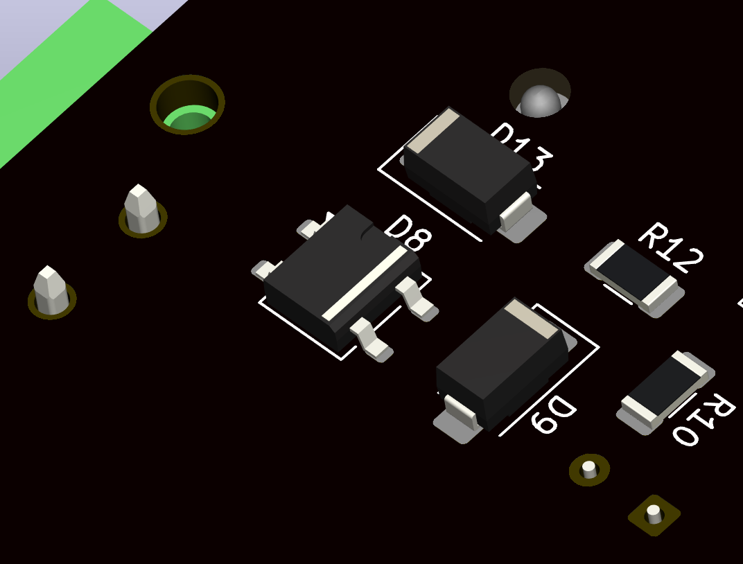 PCB close-up component render