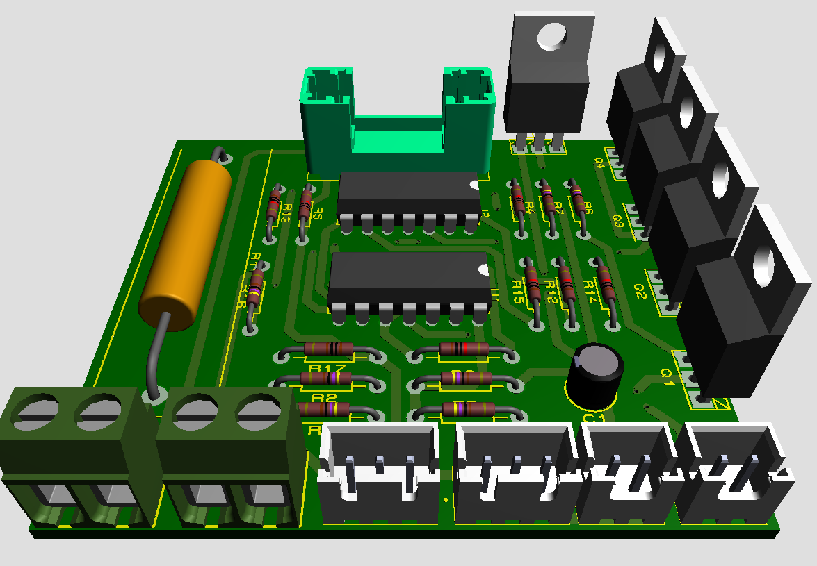 Through-hole PCB connector view