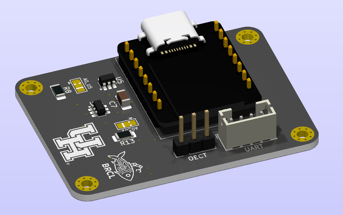 Small embedded PCB assembled render